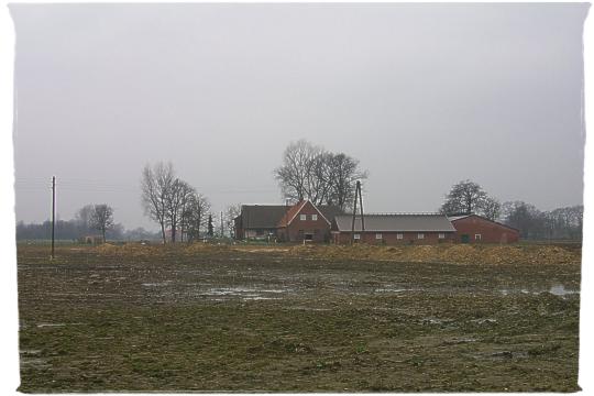Ein Bauernhof mit groe Scheunen